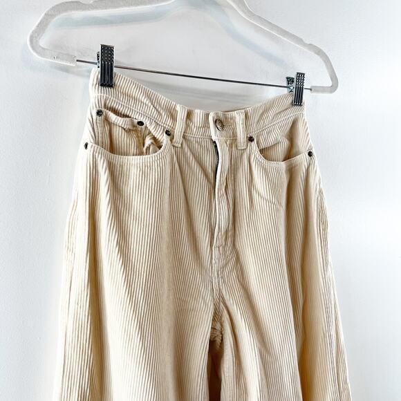 BDG High & Wide Corduroy Cotton Wide Leg Pants Cream 25 / 0 - Picture 8 of 14